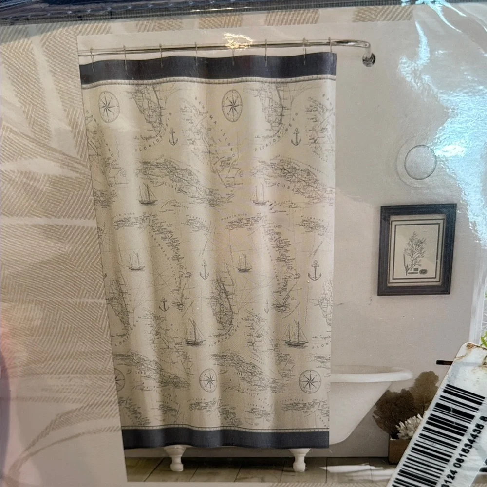 Tommy Bahama Caribbean Sea Map Shower Curtain
